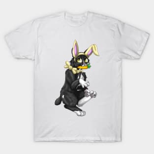 Bobtail BunnyCat: White Bicolor (Yellow) T-Shirt